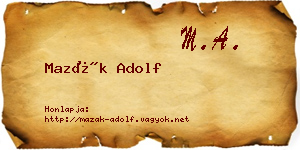 Mazák Adolf névjegykártya